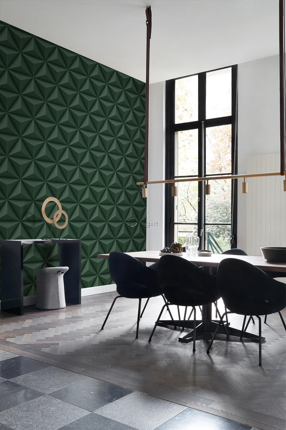 TAPETE 3D-Muster 53 cm x 10.05 m - Grün, Papier (53/1000cm) - Origin Wallcoverings