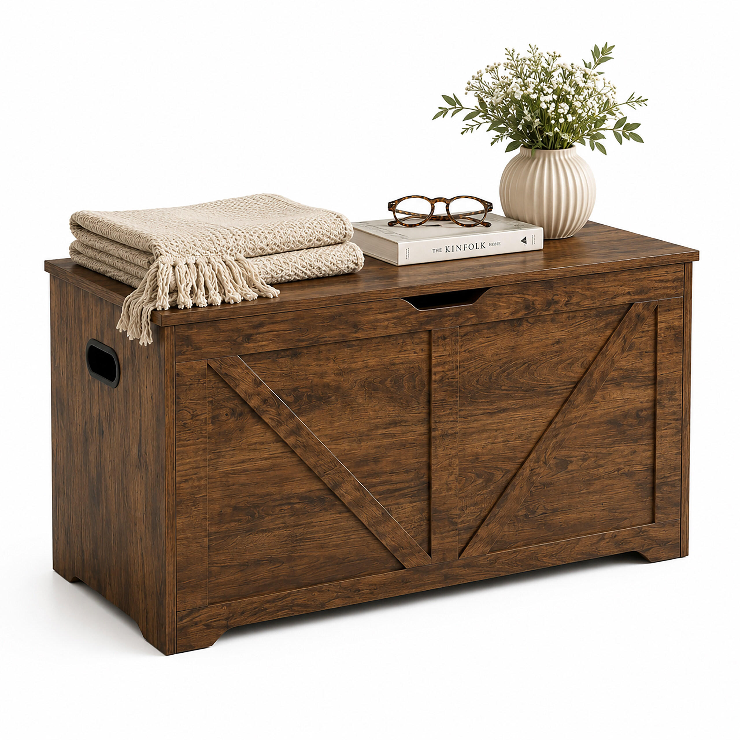 SITZBANK Vintagebraun mit Stauraum - Braun, Holzwerkstoff (100/46/40cm) - Relaxdays