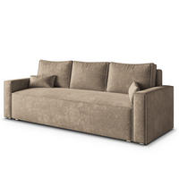 BETTSOFA MENI LM Beige Chenille-Stoff mit Schlaffunktion - Beige, Textil (232/85/87cm) - MASSENO