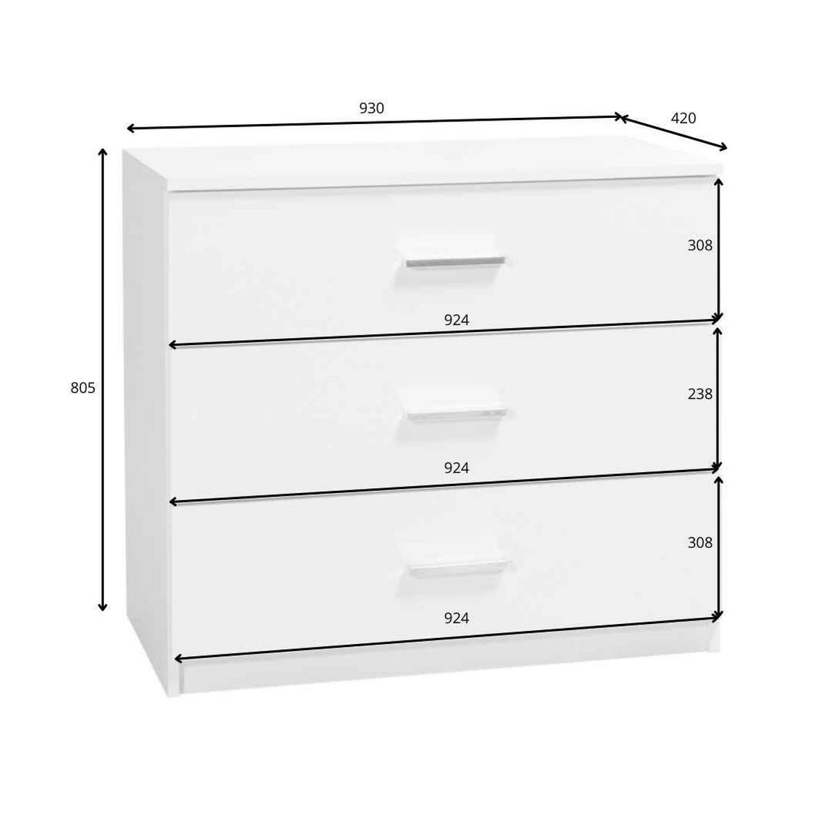 KOMMODE ALVORN 93/80,5/42cm mit 3 Schubladen Türen Weiß - Weiß, Holzwerkstoff (93/80.5/42cm) - MASSENO
