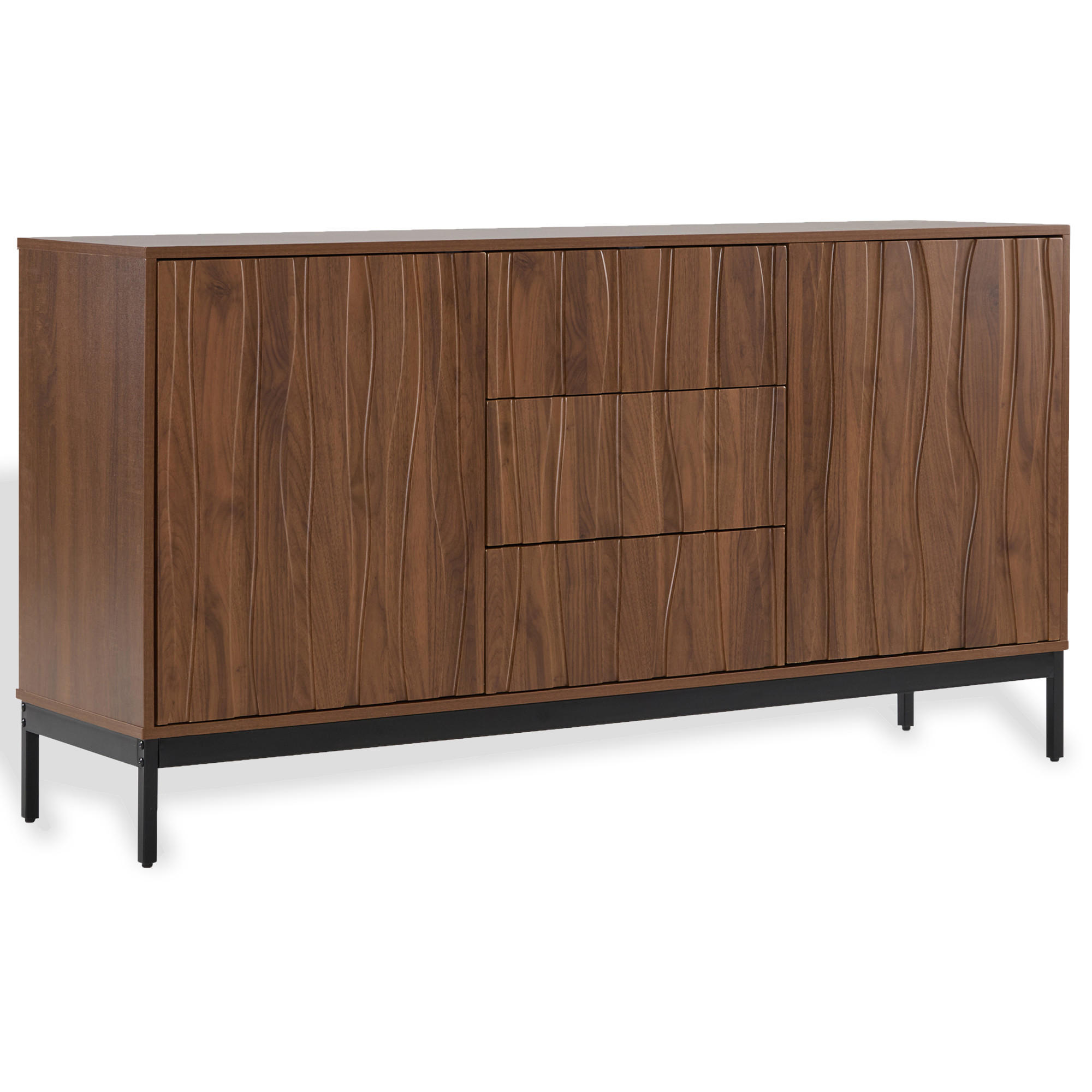 SIDEBOARD mit verstellbaren Regalen und Metallbeinen - Braun, Holzwerkstoff (150/80/40cm) - Urban Meuble