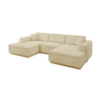 WOHNLANDSCHAFT IREA-U1-v2 - 297x165x81 cm Beige - Beige, Holzwerkstoff/Textil (297/81/165cm) - ALTDECOR