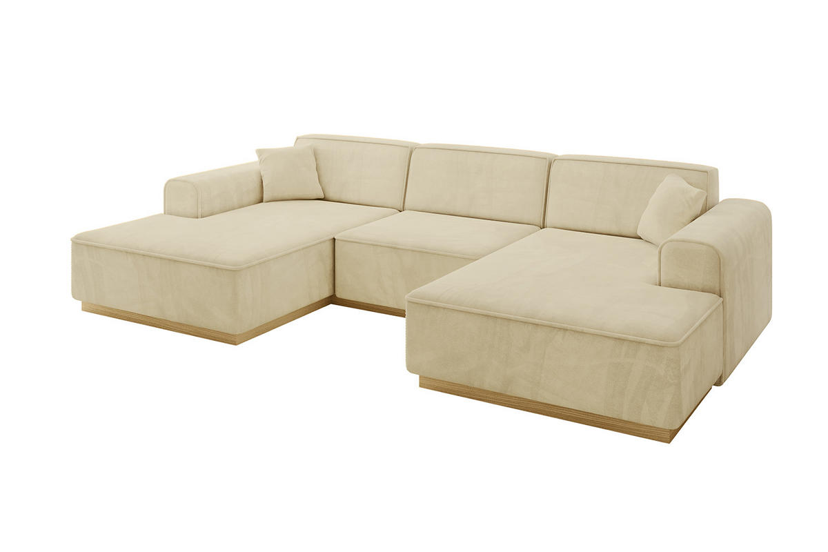 WOHNLANDSCHAFT IREA-U1-v2 - 297x165x81 cm Beige - Beige, Holzwerkstoff/Textil (297/81/165cm) - ALTDECOR