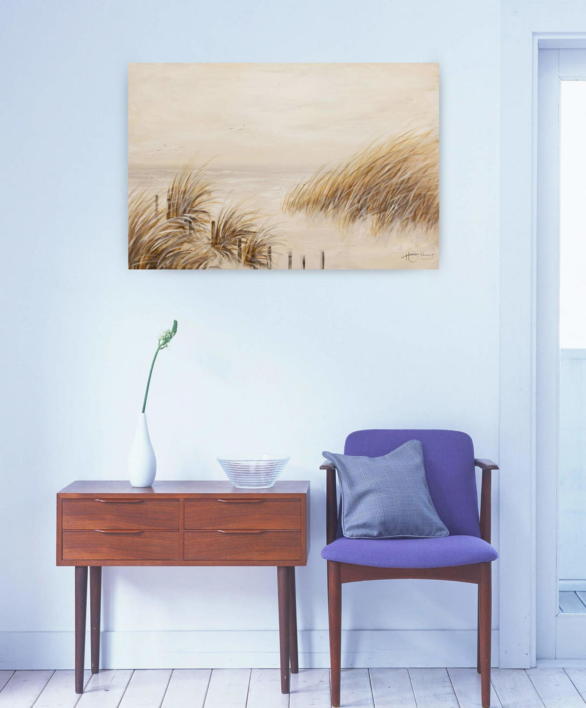 ACRYLBILD HANDGEMALT 90/60 cm - Beige, Holz/Textil (1.5/60cm) - KUNSTLOFT
