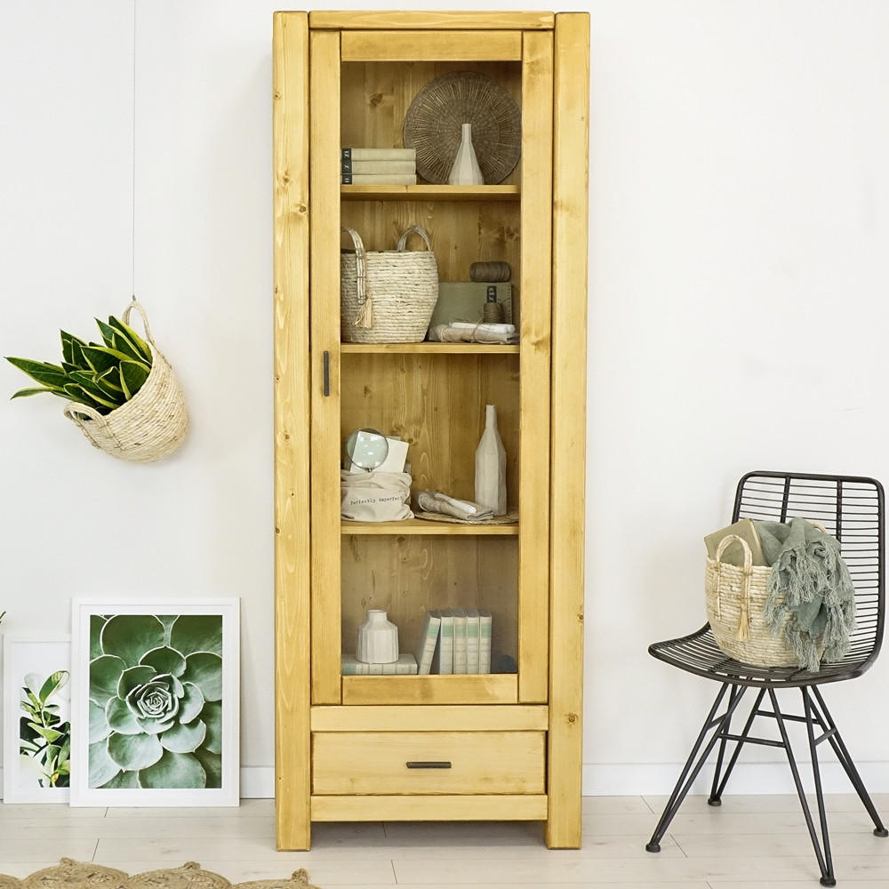 VITRINE aus Massivholz Sara - Honig, Holz (72/195/40cm) - Seart