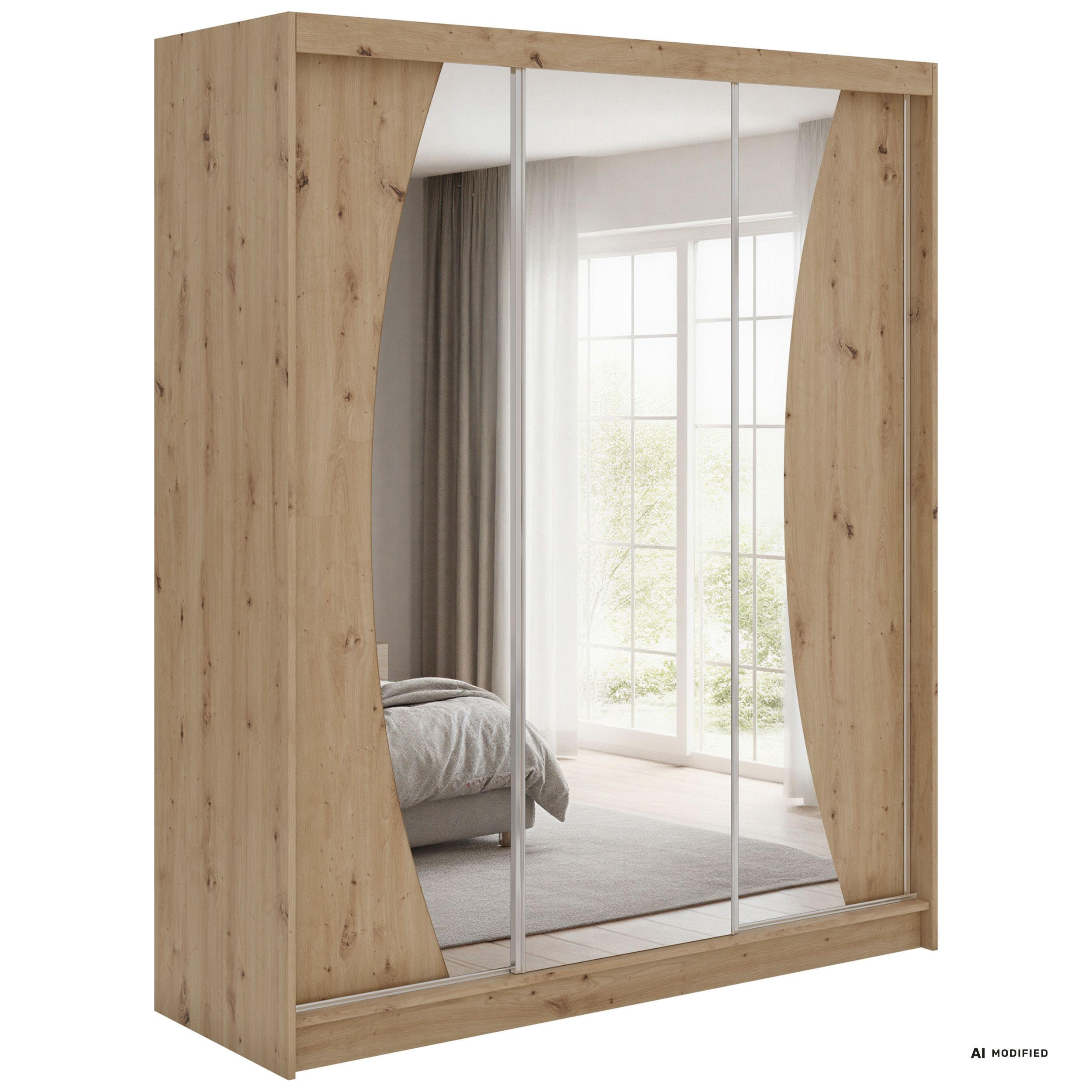 MKS Schwebetürenschrank Eiche Artisan 180x216x61 cm