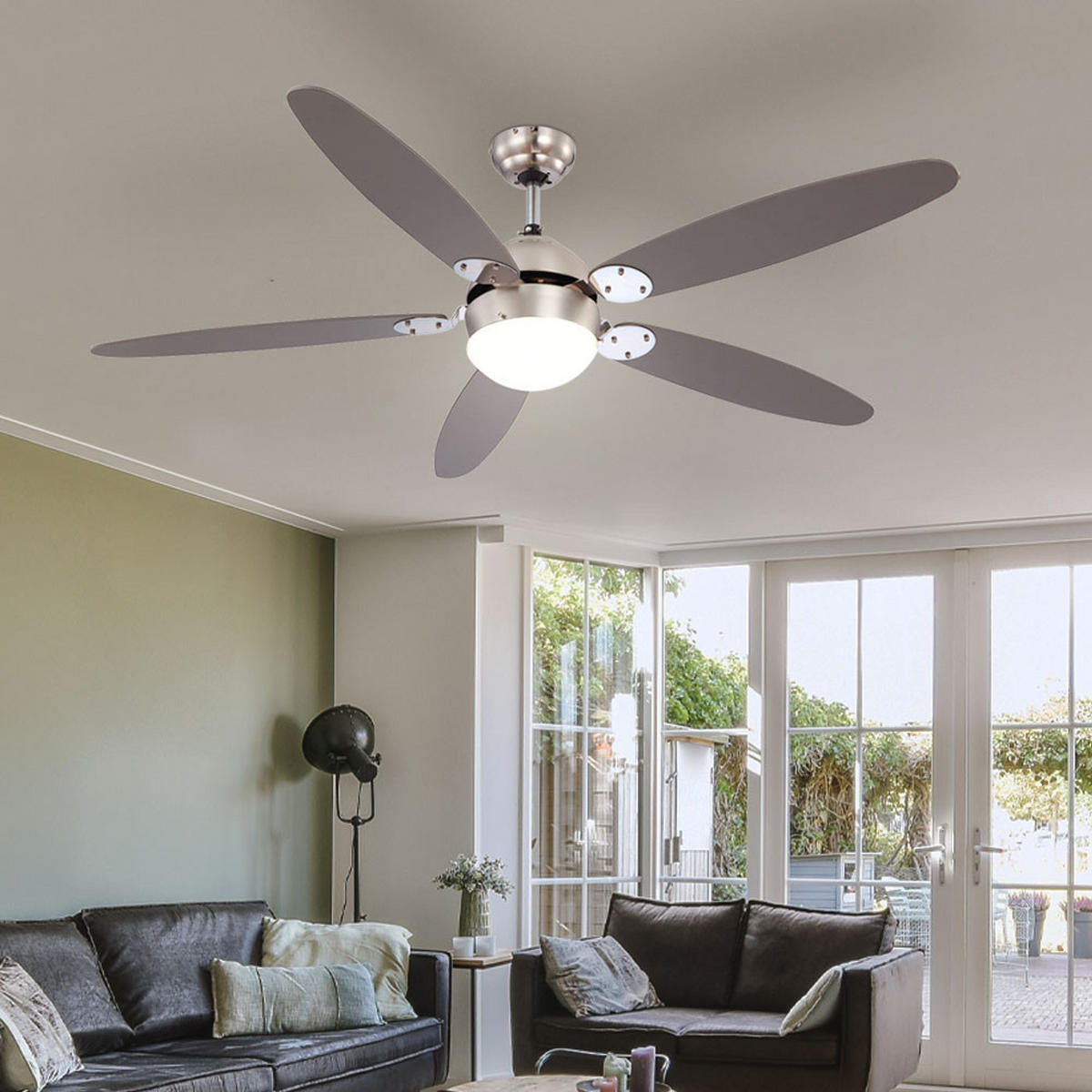 DECKENVENTILATOR AZURA Holzoptik Braun - Braun, Glas (132/132/40.6cm) - Globo Lighting