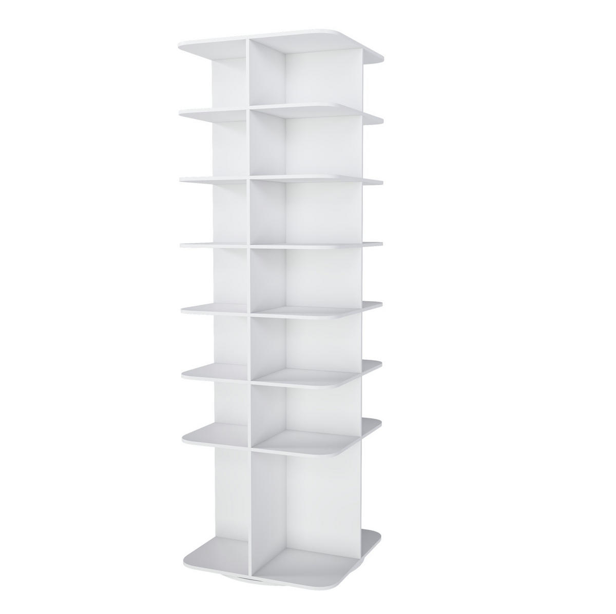 SCHUHREGAL 60/60/184 cm drehbar, 7 Ebenen und hoher Boden aus PVC, Weiß - Weiß, Holzwerkstoff (184/60/60cm) - Redom