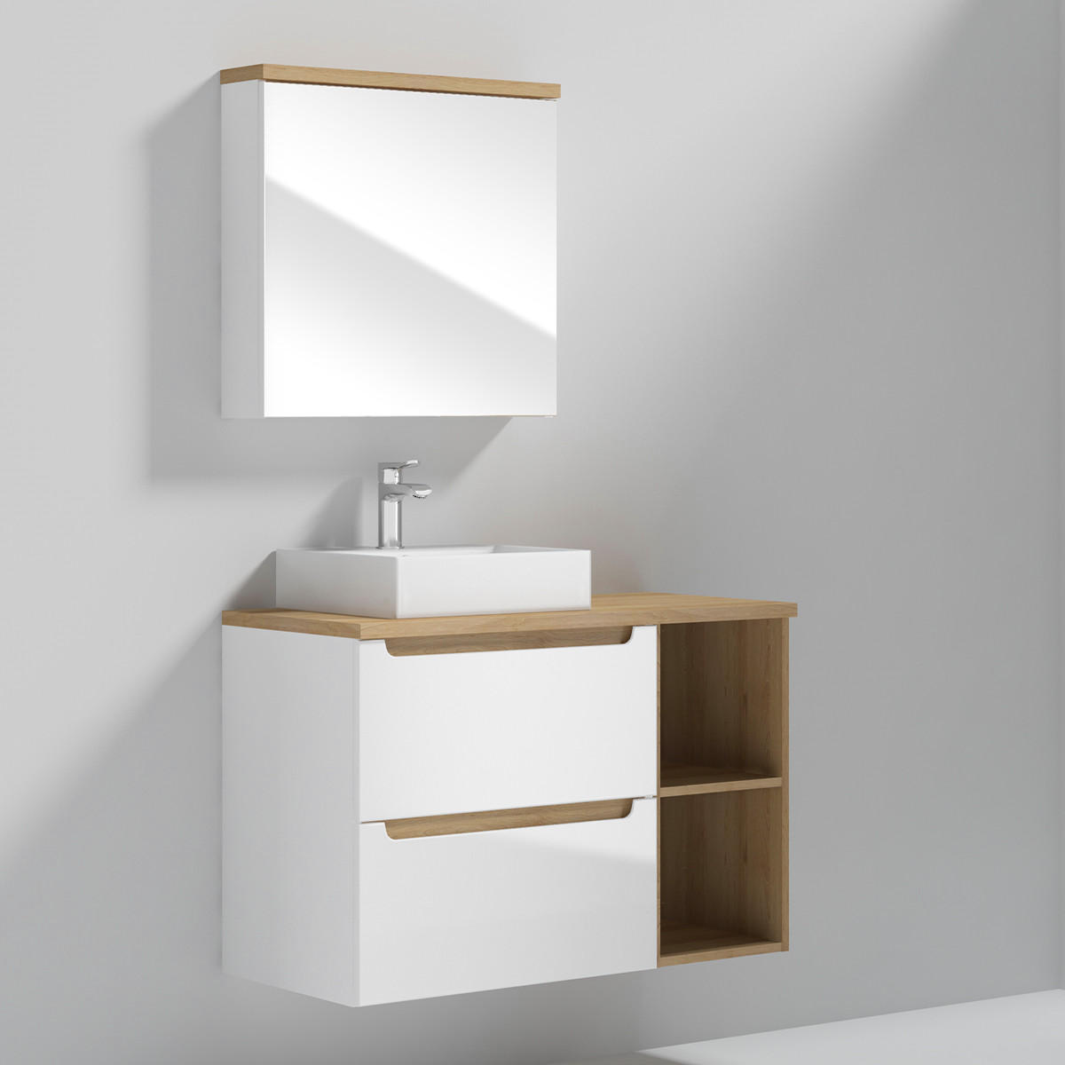 WASCHTISCH 90cm Livia Weiß - Weiß, Holzwerkstoff (90/62.5/46cm) - Petits-meubles