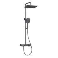 ÜBERKOPFBRAUSESET mit Armatur Thermostat und Ablage Anthrazit - Anthrazit, Metall (36/106.6/48.7cm) - EMKE