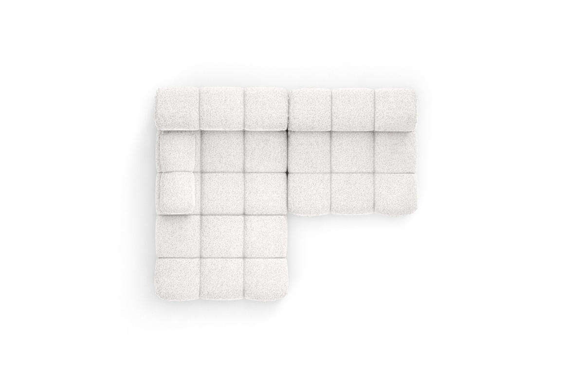 ECKSOFA L-Form Mini II Modular, Bouclé-Stoff Abriamo, Ecru, Links, Selia - Ecru, Holz (190/160cm) - Kaiser Möbel