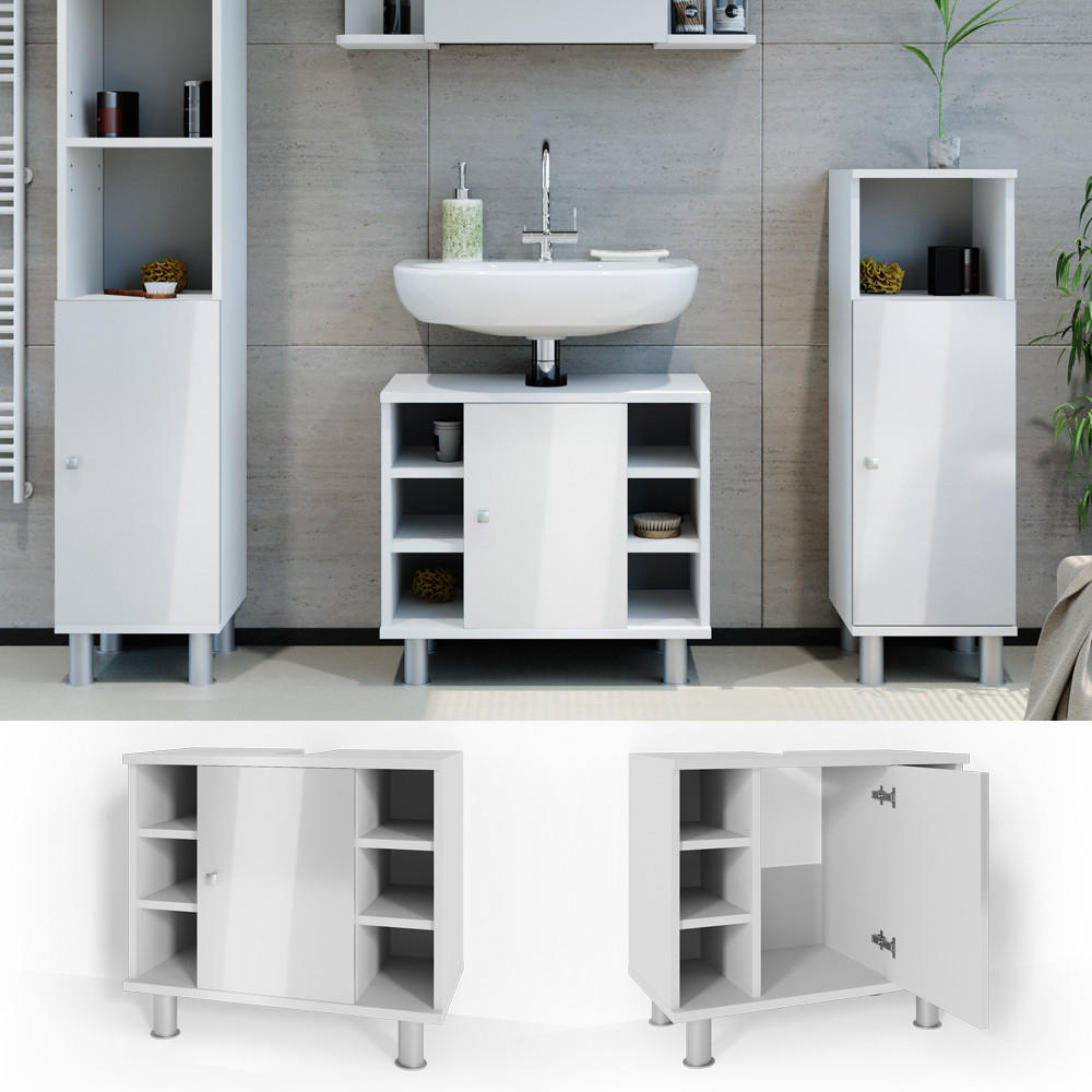 WASCHBECKENUNTERSCHRANK Fynn Weiß Hochglanz 60 x 54 cm - Weiß Hochglanz, Holzwerkstoff (60/54/32cm) - Vicco