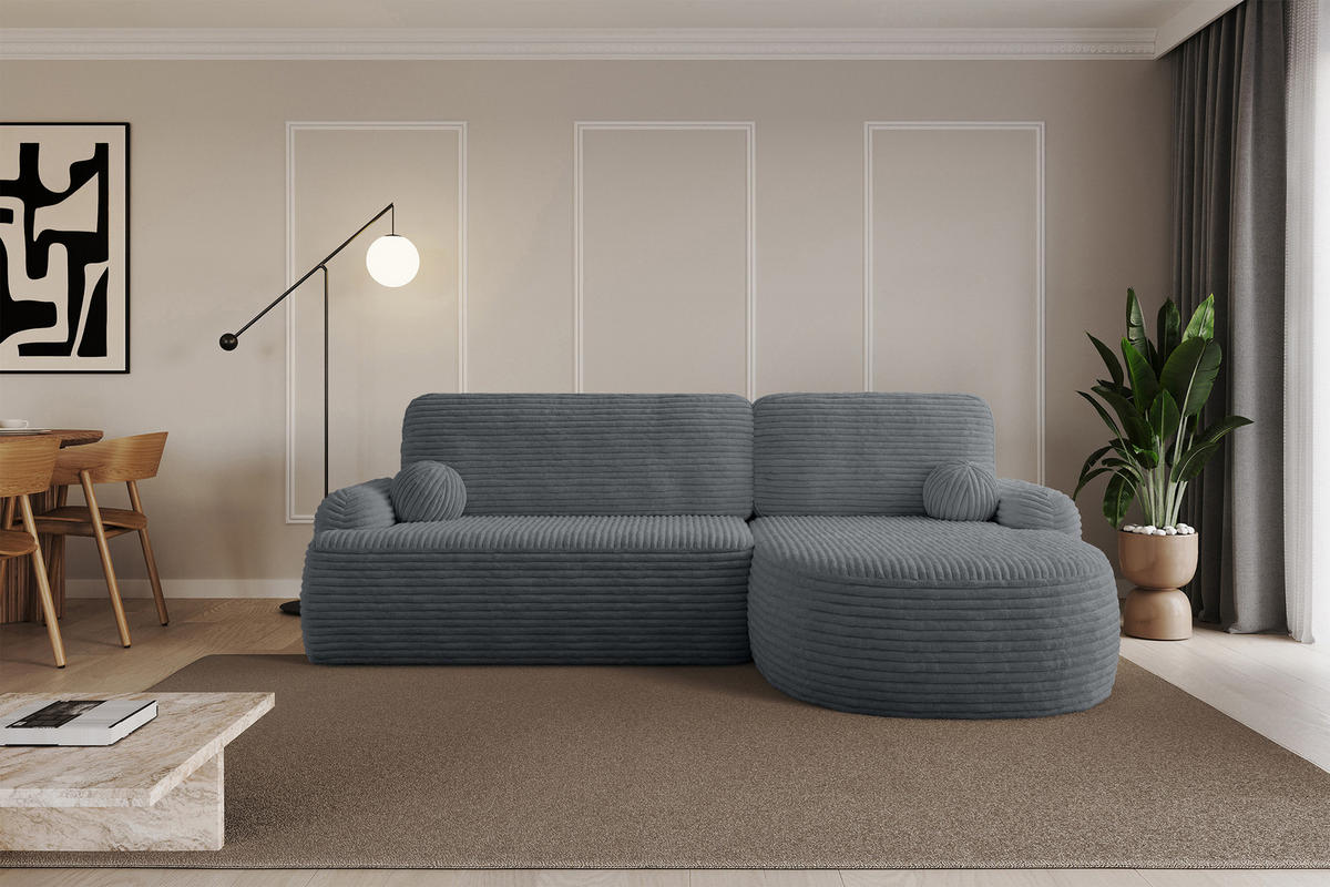 ECKSOFA mit Schlaffunktion und Bettkasten LIRA-L - 264x172x89 Dunkelgrau - Dunkelgrau, Holzwerkstoff/Textil (172/264cm) - ALTDECOR