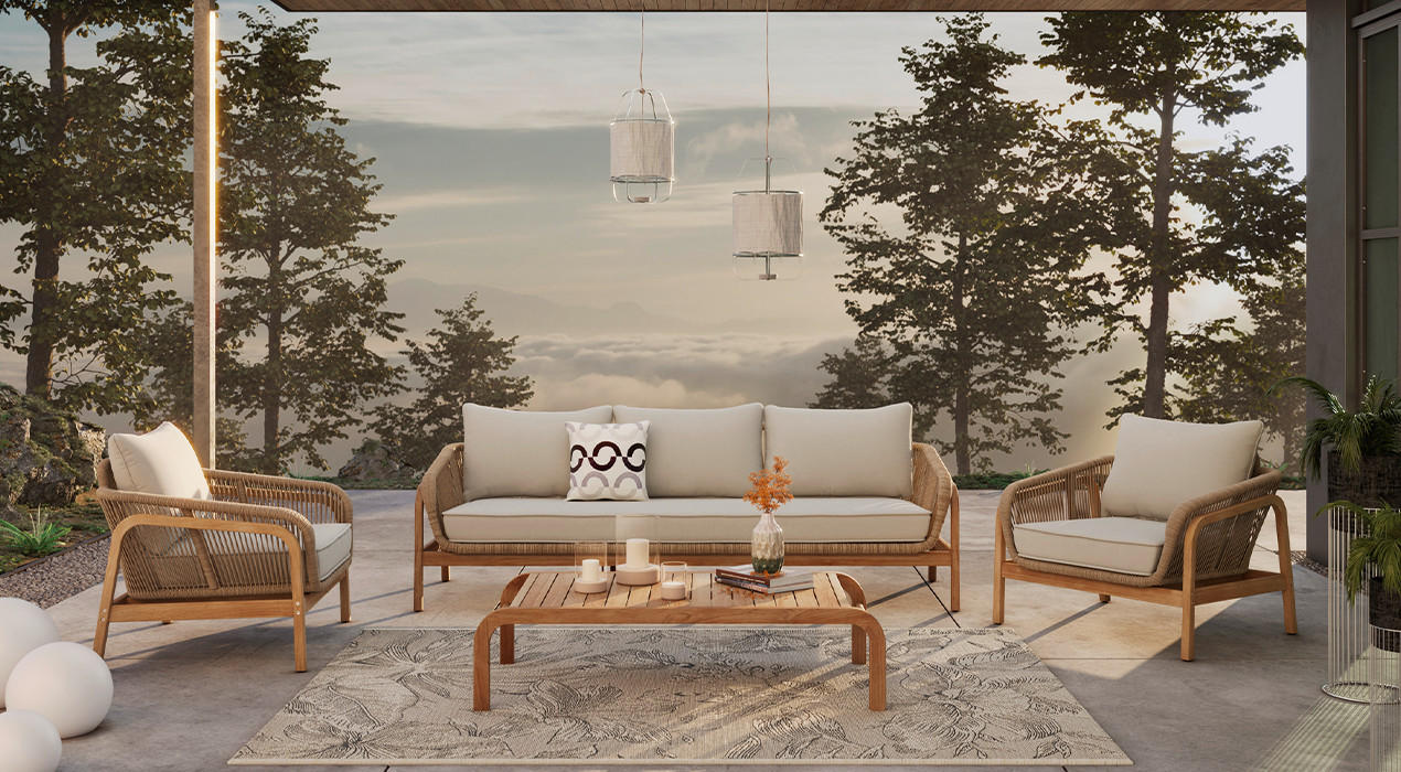 beige Lounge mit Tisch