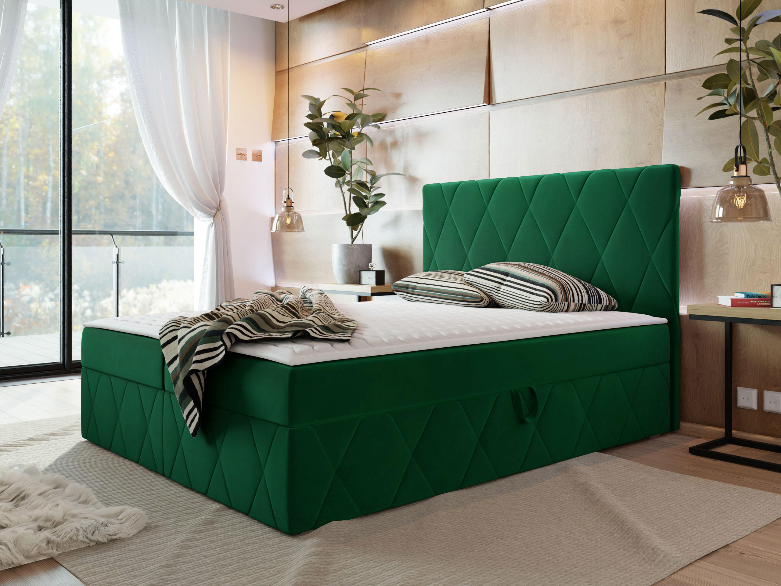 BOXBETT Simoti - Grün, Holzwerkstoff (180/200cm) - MIRJAN24