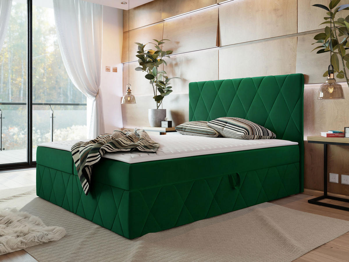 BOXBETT Simoti - Grün, Holzwerkstoff (180/200cm) - MIRJAN24