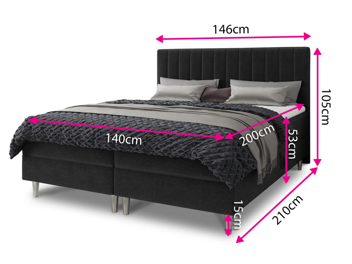 BOXBETT Gold - 140x200 - blau (Manila 26, Velvet) - Blau/Gelb, Holz/Holzwerkstoff (140/200cm) - Sofnet