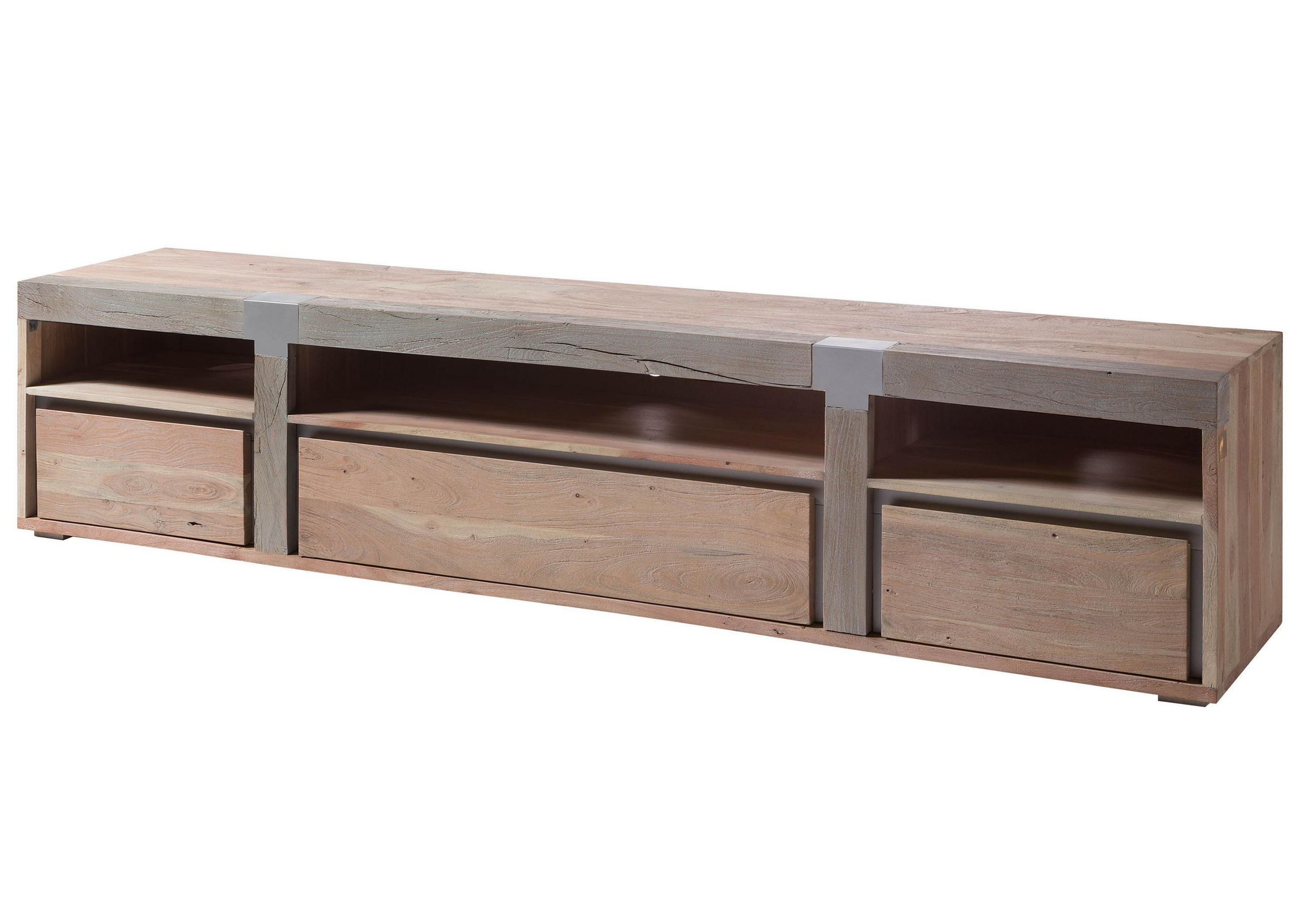 TV-BOARD Akazie 250x48x55 beige lackiert Amsterdam #127 - Beige, Holz (250/55/48cm) - Massivmoebel24