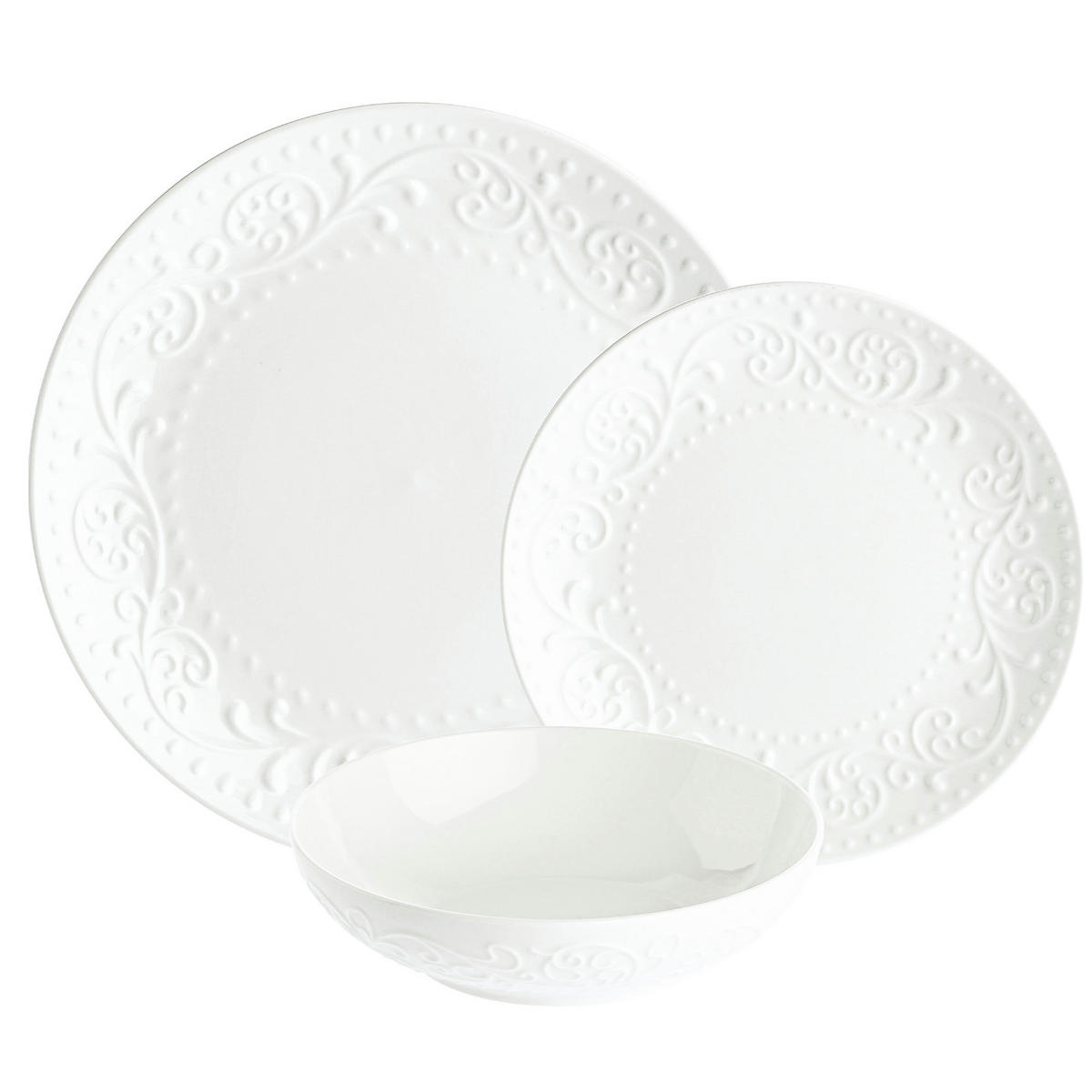 SPEISESERVICE Sognante 18 Teilig - Weiß, Keramik (23/29/38cm)