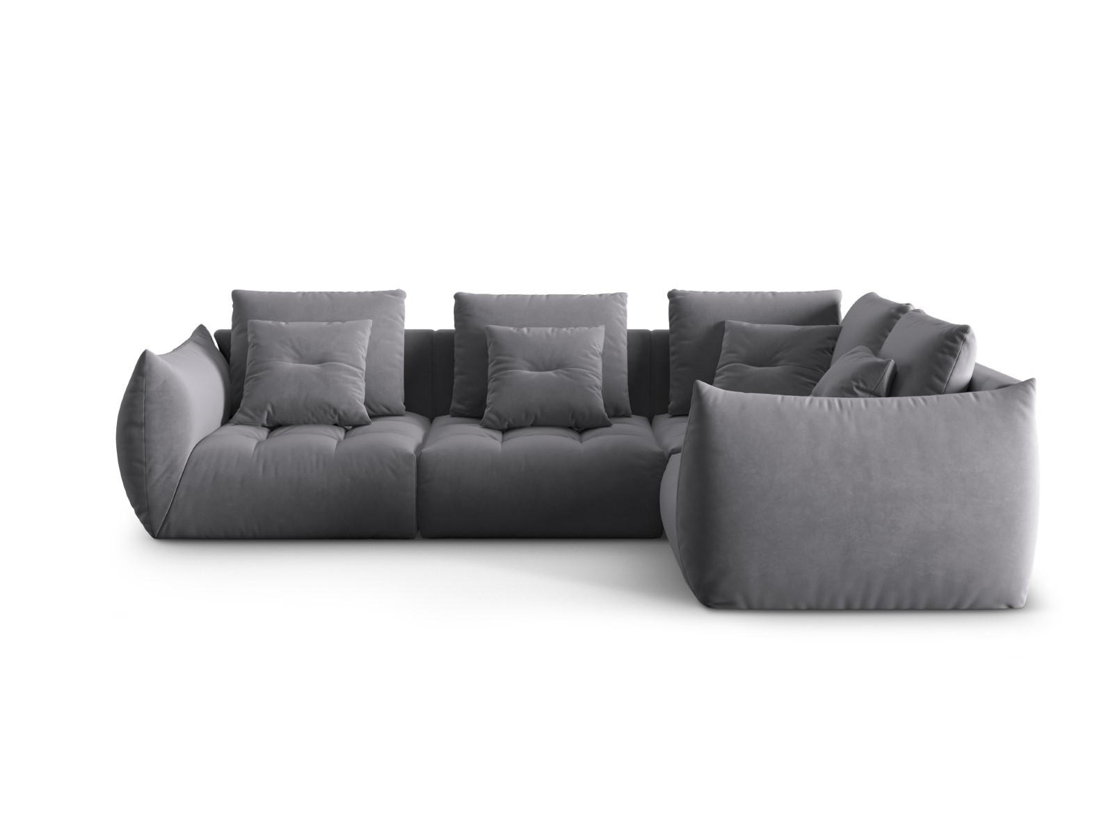 ECKSOFA modular rechts Bloom aus Samt dunkelgrau 3 Sitzplätze - Dunkelgrau, Textil (216/316cm) - Micadoni