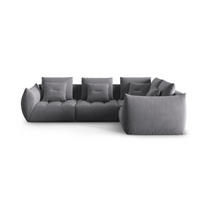 ECKSOFA modular rechts Bloom aus Samt dunkelgrau 3 Sitzplätze - Dunkelgrau, Textil (216/316cm) - Micadoni