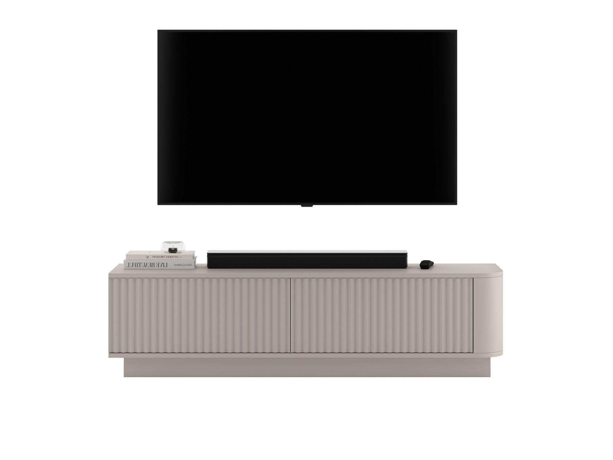 Meble Lindner TV stolek Aurora kašmírový matný 140 cm s podstavcem