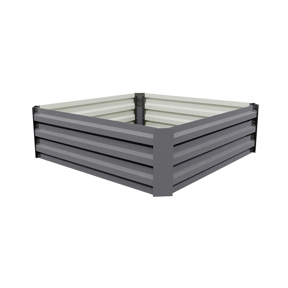 HOCHBEET-PFLANZKASTEN aus verzinktem Stahl in Grau Creme Quadratisch für Garten Balkon 100x100x30cm 4,85 kg - Grau, Metall (100/30/100cm) - Livingandhome