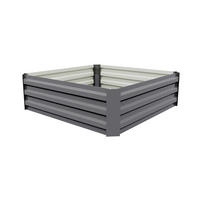 HOCHBEET-PFLANZKASTEN aus verzinktem Stahl in Grau Creme Quadratisch für Garten Balkon 100x100x30cm 4,85 kg - Grau, Metall (100/30/100cm) - Livingandhome