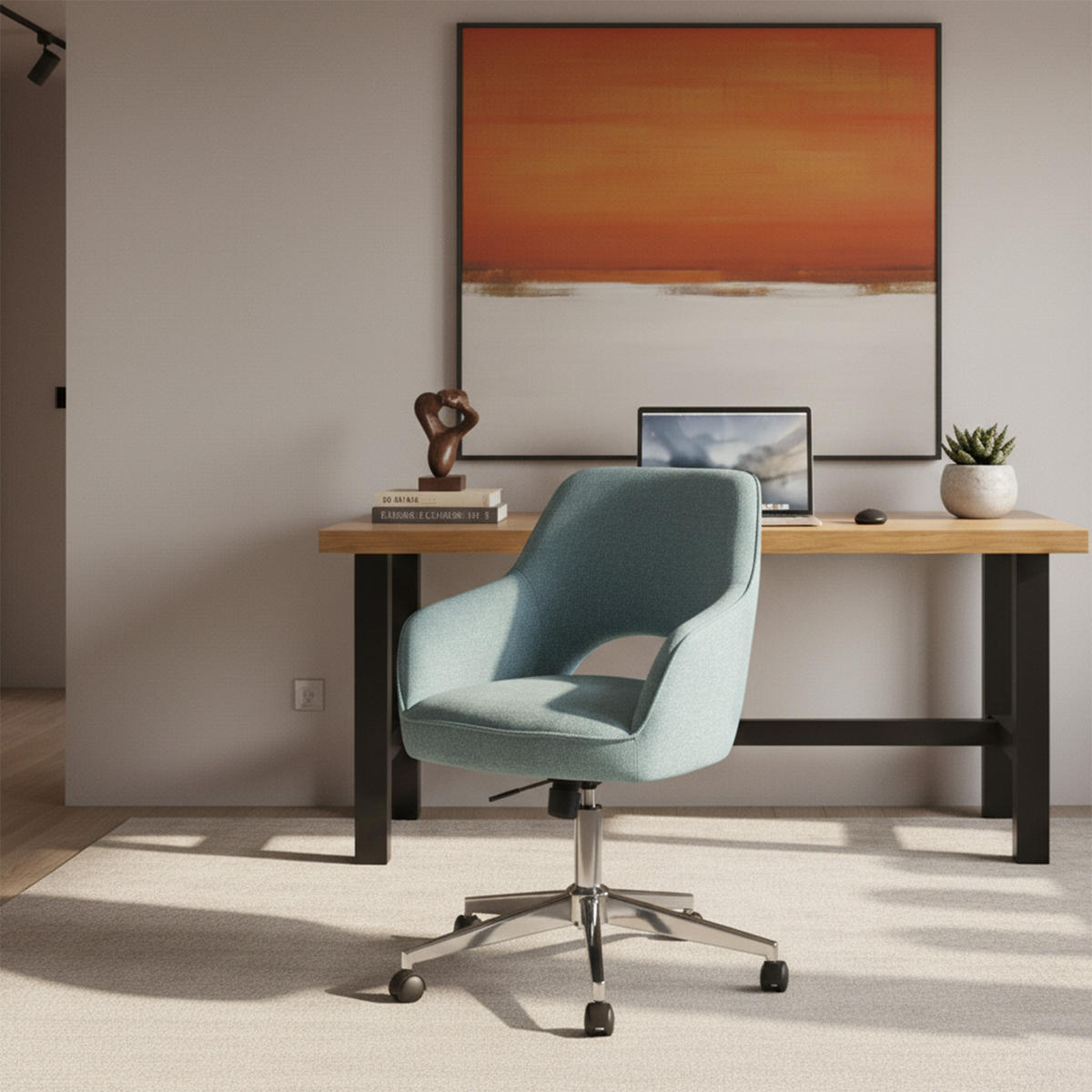 BÜROSTUHL Mika-Faro - Chromfarben/Hellblau, Textil/Metall (60/84/65cm) - DUBI Möbel