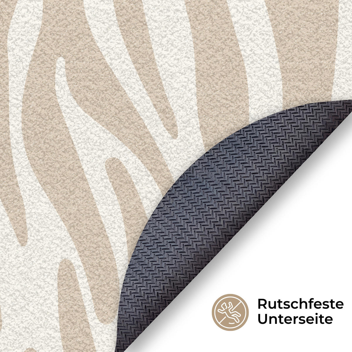 ROHOŽKA Zebra print - Béžová - Bílá - Zvířecí potisk 90x90 cm - béžová, textil/umělá hmota (90/0.4cm) - MuchoWow