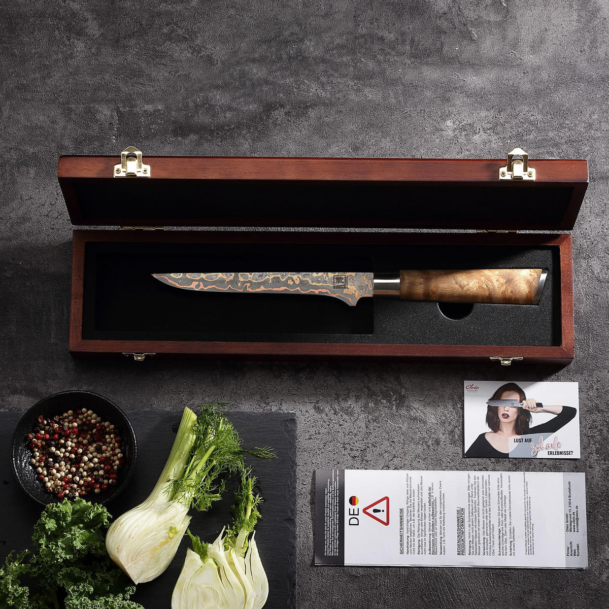 AUSBEINMESSER 18 cm - Ahornfarben, Holz/Metall (31cm) - Zayiko