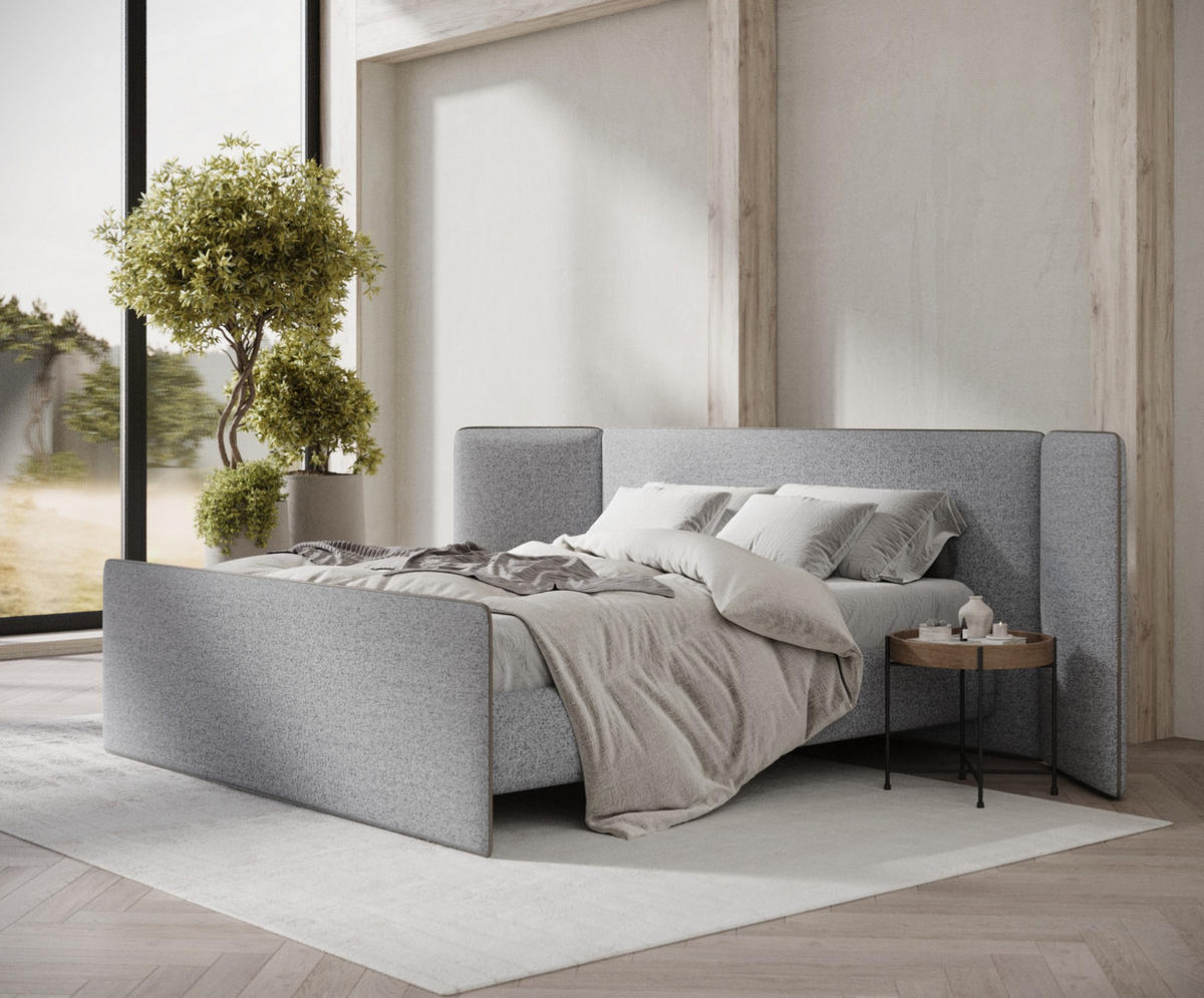 POLSTERBETT Tokyo Grau 180/200 cm - Naturfarben/Grau, Holz/Holzwerkstoff (180/200cm) - Maison de Reve