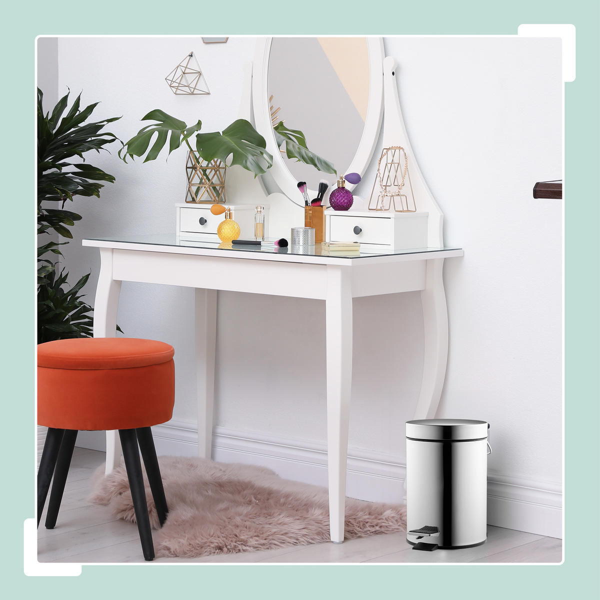 KOSMETIKEIMER - Silberfarben, Kunststoff/Metall (17/25/23cm) - Relaxdays