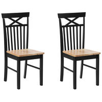 ÉTKEZŐSZÉK 2 darabos Szett Kaucsukfa fekete/világosbarna Houston - fekete/világosbarna, fa (44/94/51cm) - Beliani