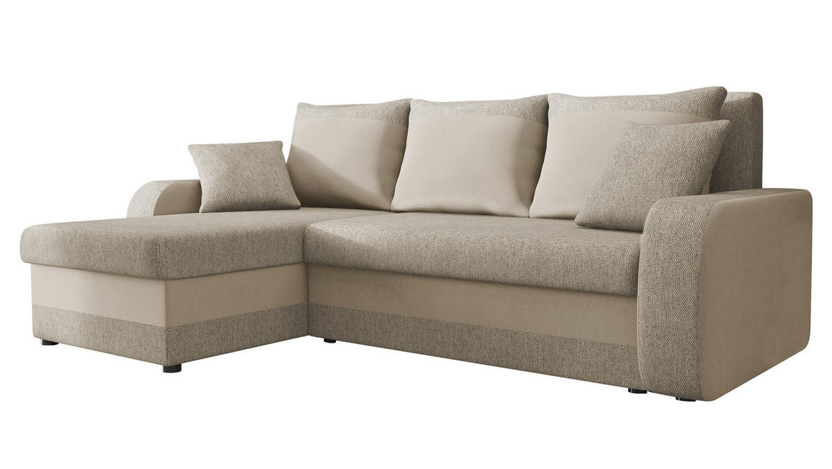 ECKSOFA Kris Lux - Beige/Schwarz, Holz/Kunststoff (238/147cm) - MIRJAN24