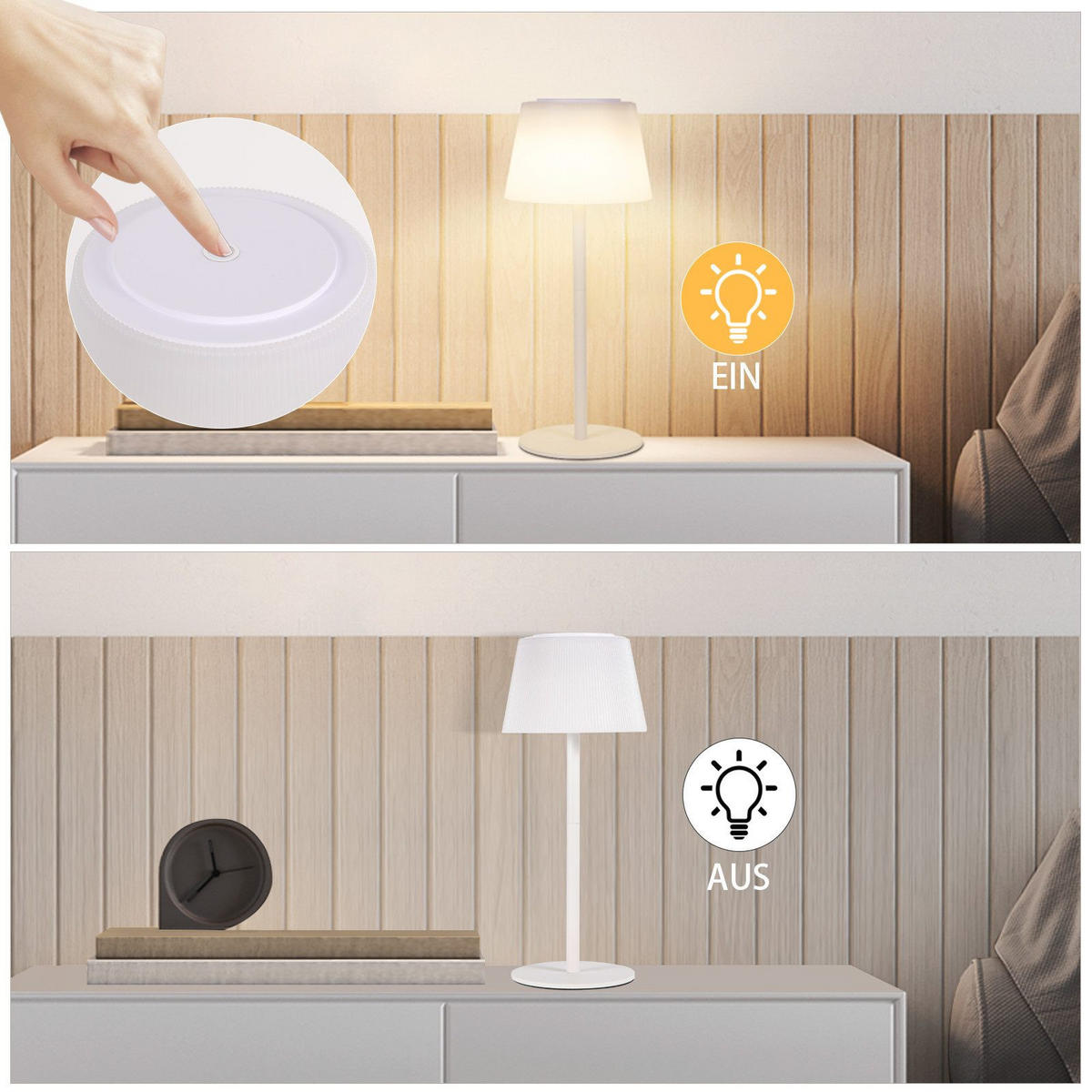 LED stolní lampa Abdank 13/13/30,5cm - bílá, plast (13/13/30.5cm) - Nettlife