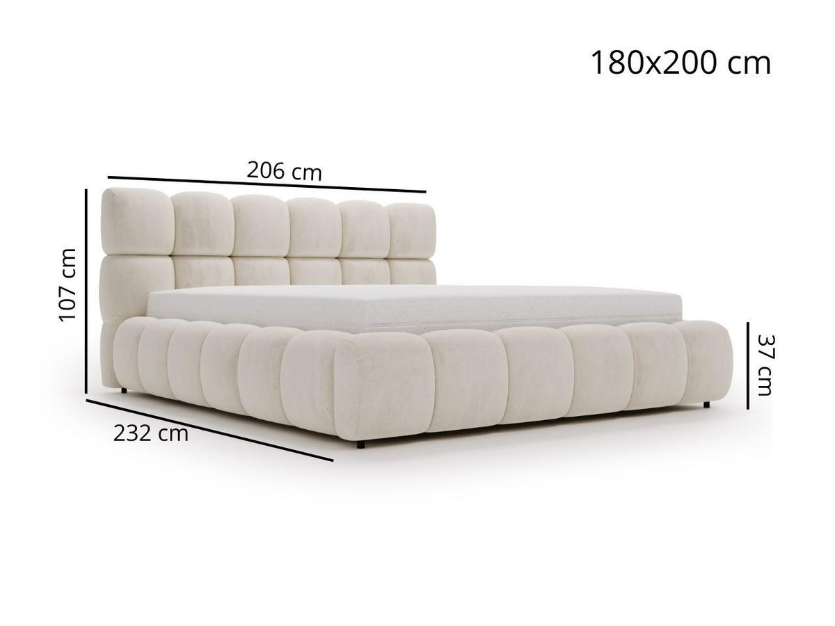 POLSTERBETT Modo 180x200 Bouclé-Stoff Grau - Grau, Textil (180/200cm) - Graingold