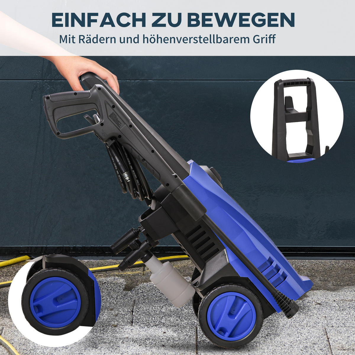 HOCHDRUCKREINIGER mit 6 m Hochdruckschlauch, max. Wassermenge: 510 l/h, für Garten, Blau - Blau, Kunststoff (27/78/35cm) - DURHAND