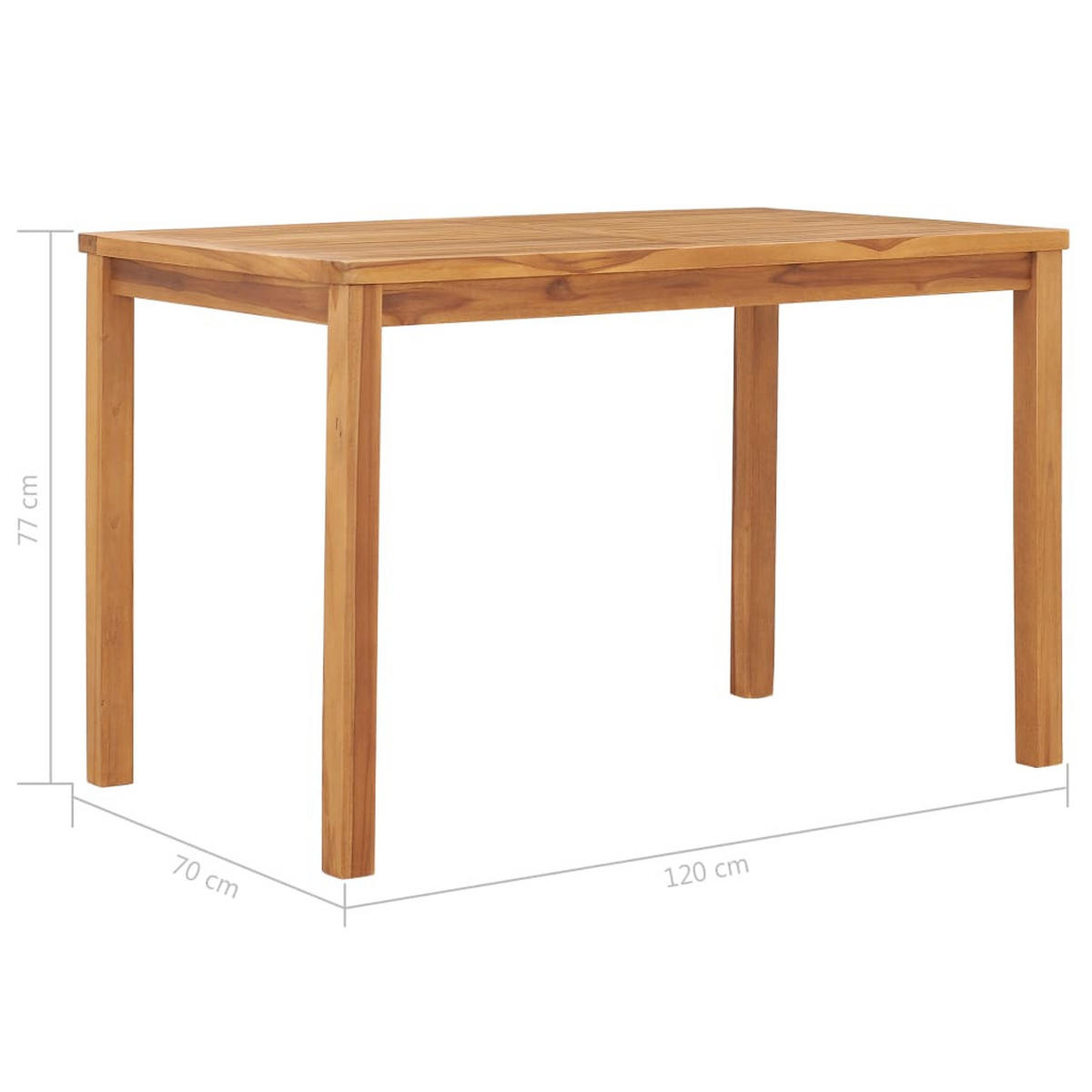 GARTEN-ESSTISCH 120/70/77 Cm Massivholz Teak - Braun, Holz (70/120/77cm) - vidaXL