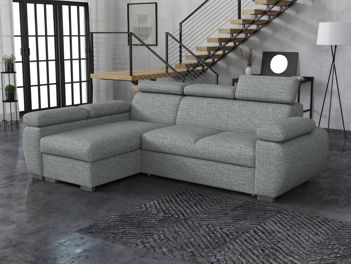 ECKSOFA Boston Mini, Seite: Links - LC+2R - Chromfarben/Silberfarben, Holz/Textil (255/170cm) - MIRJAN24