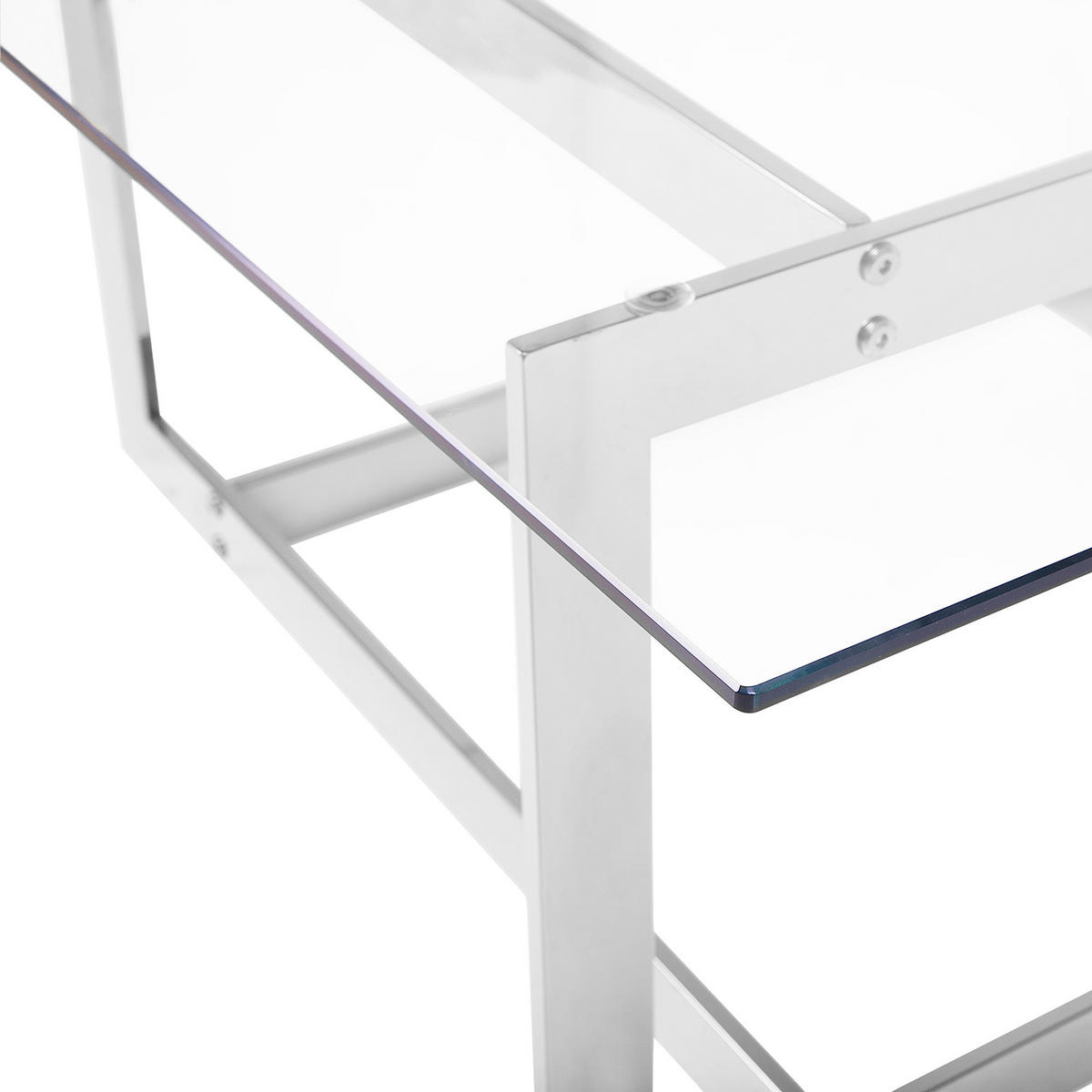 COUCHTISCH Glas silber quadratisch 80/80 cm Crystal - Transparent/Silberfarben, Glas (80/80/40cm) - Beliani
