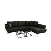 ECKSOFA mit Schlaffunktion und Bettkasten - Schwarz, Textil/Metall (191/276cm) - Eltap
