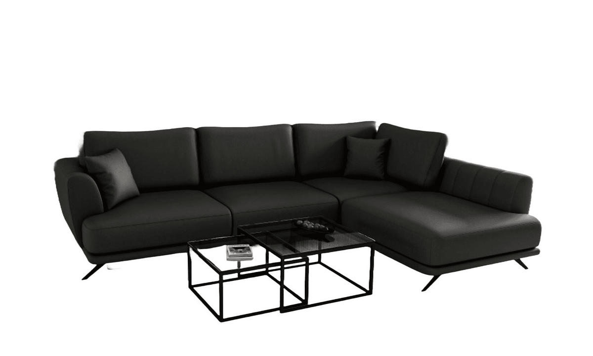 ECKSOFA mit Schlaffunktion und Bettkasten - Schwarz, Textil/Metall (191/276cm) - Eltap