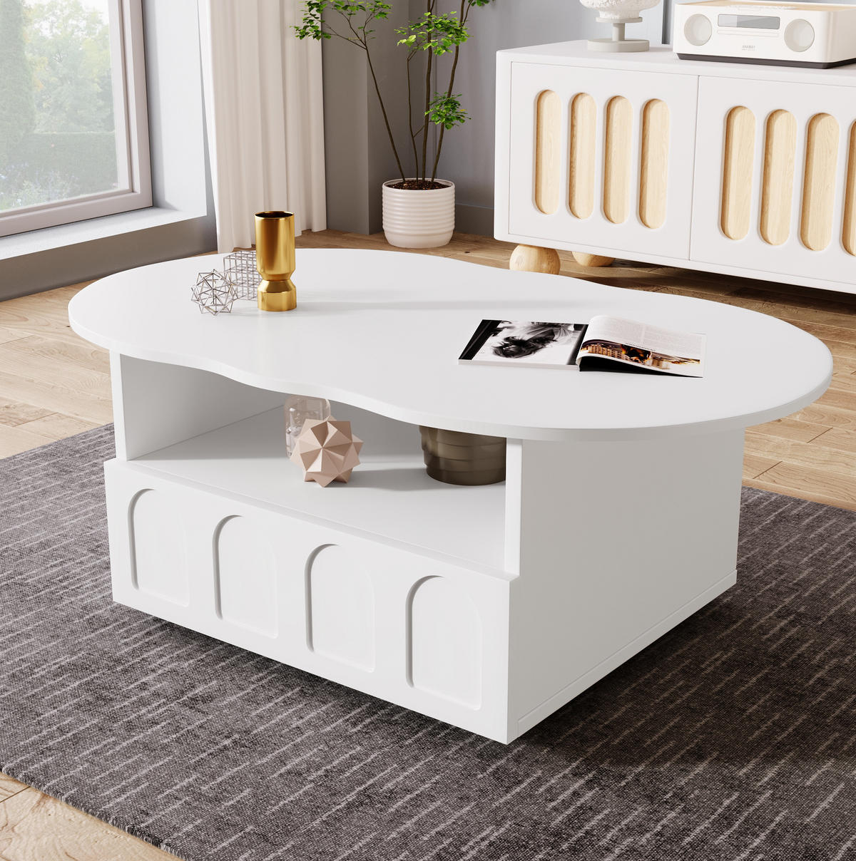 COUCHTISCH mit Schublade 100 x 60 cm Weiß - Weiß, Holzwerkstoff (100/60/40.5cm) - Meubliv