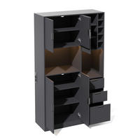BUFFET 105/40/180 cm Schwarz mit 3 Schubladen, Weinregal und farbwechselnder LED-Beleuchtung - Schwarz, Holz (105/180/40cm) - Oxeza