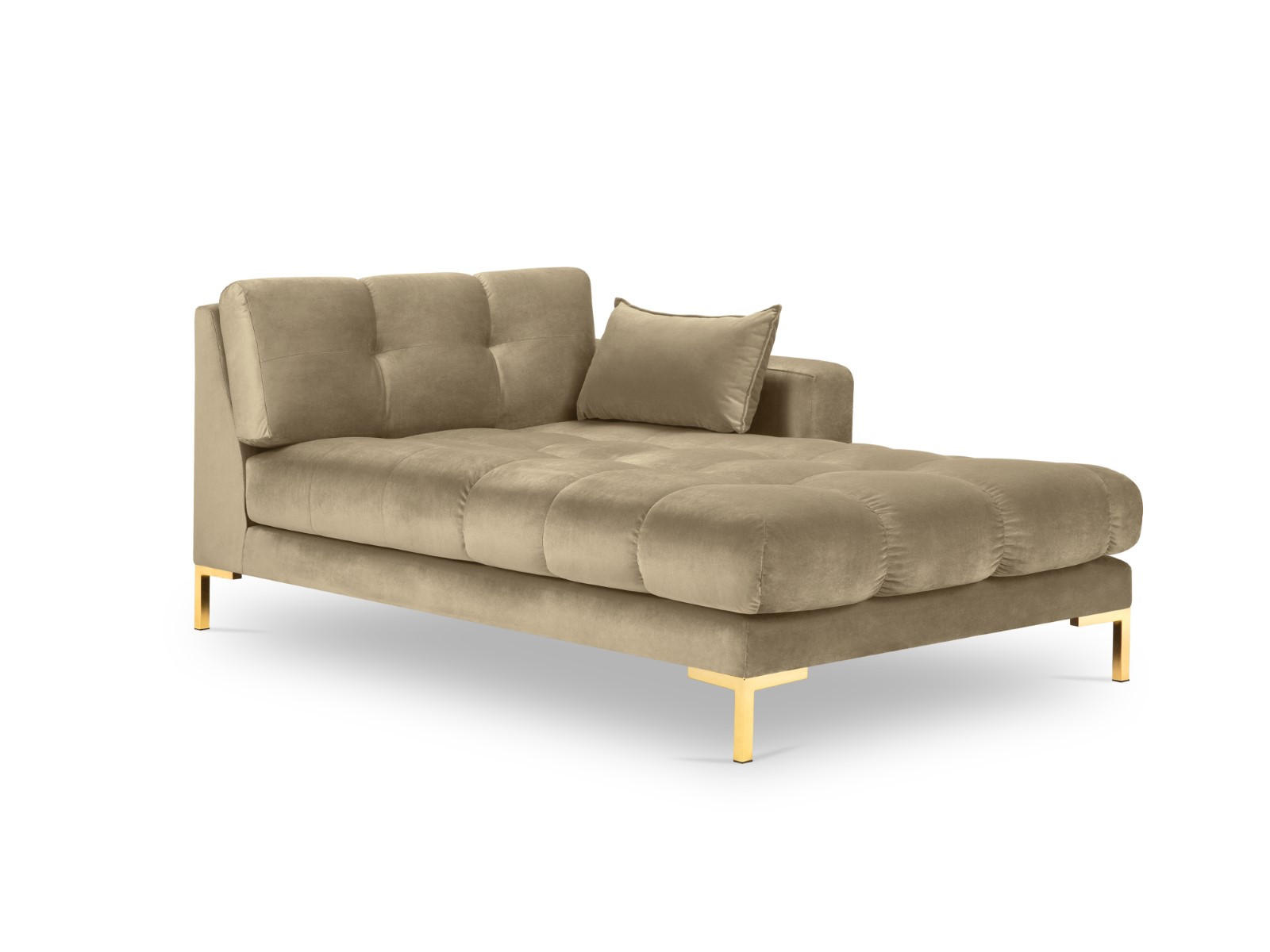 CHAISELONGUE rechts Mamaia aus Samt beige - Beige, Textil (102/75/185cm) - Micadoni