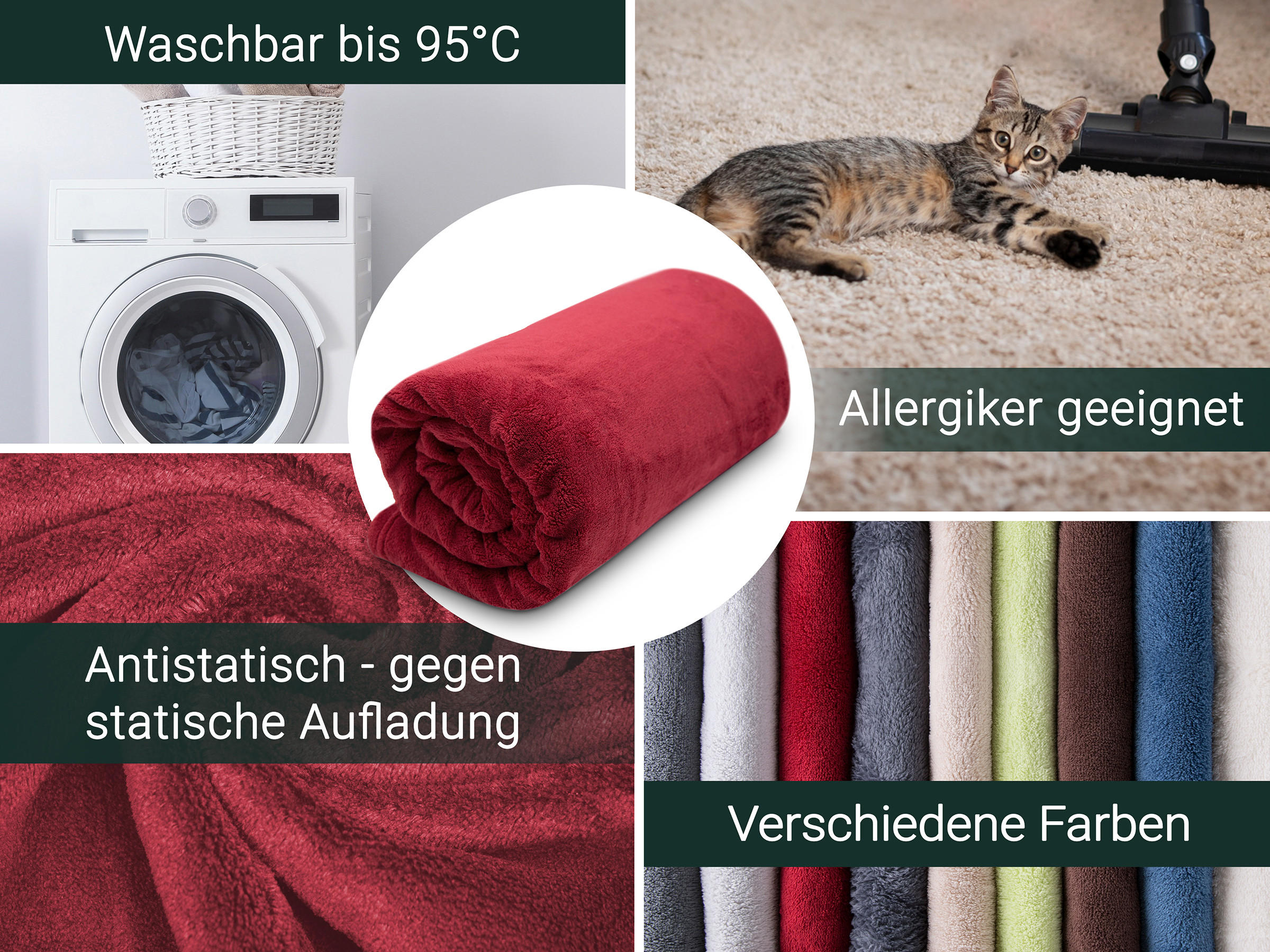 KUSCHELDECKE, 220x240 cm, 100% Polyester, Rot - Weinrot, Textil (220/240cm) - Zollner