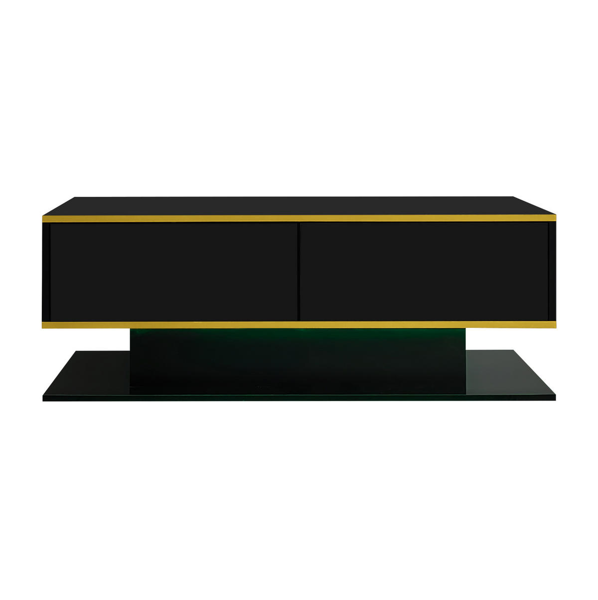 COUCHTISCH aus Spanplatte 100x50x40 cm Schwarz-Gold mit LED-Beleuchtung und 3 Schubladen - Schwarz, Holzwerkstoff (100/50/40cm) - IVMEU