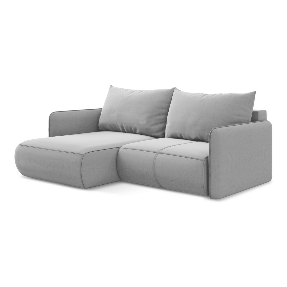 ECKSOFA mit Schlaffunktion Samt Stoff Grau - Schwarz/Grau, Kunststoff/Textil (148/207cm) - LaMiaSofa