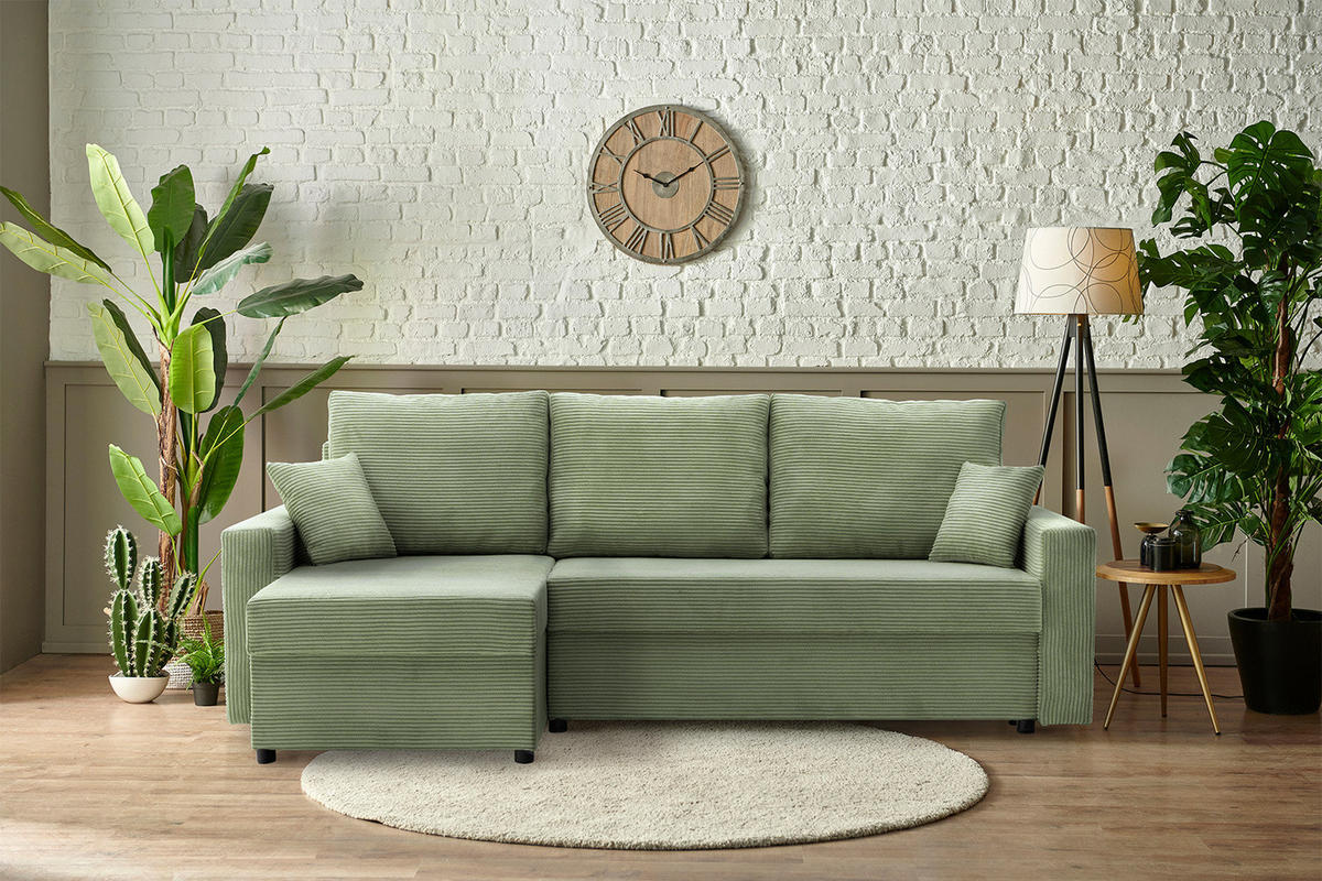 ECKSOFA Neo mit gerader Armlehnen olivgrün - Olivgrün, Textil (231/140cm) - SIMKAM Furniture